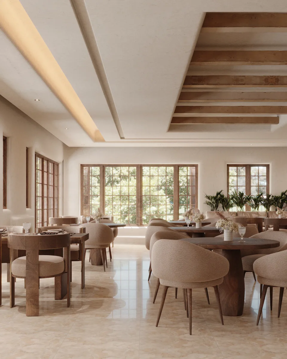 Rodha Farm restaurant seating and niches